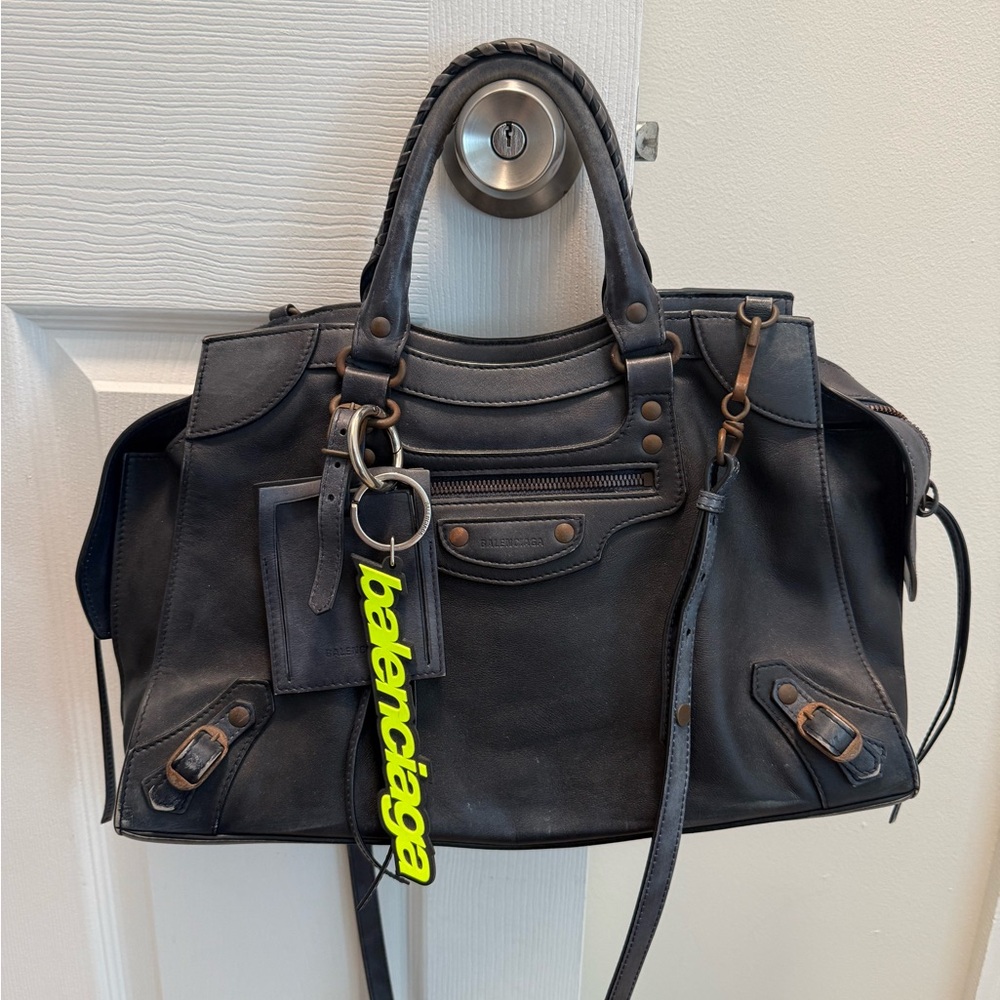 Balenciaga Navy Leather Handbag